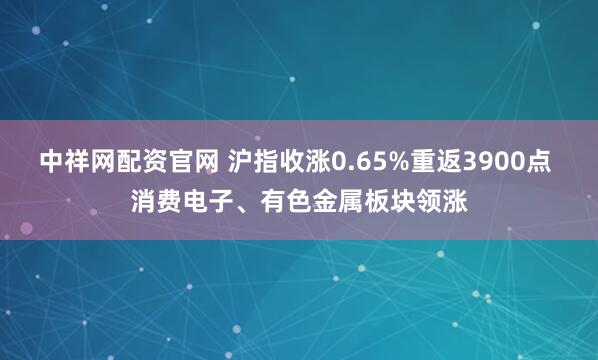 中祥网配资官网 沪指收涨0.65%重返3900点 消费电子、有色金属板块领涨